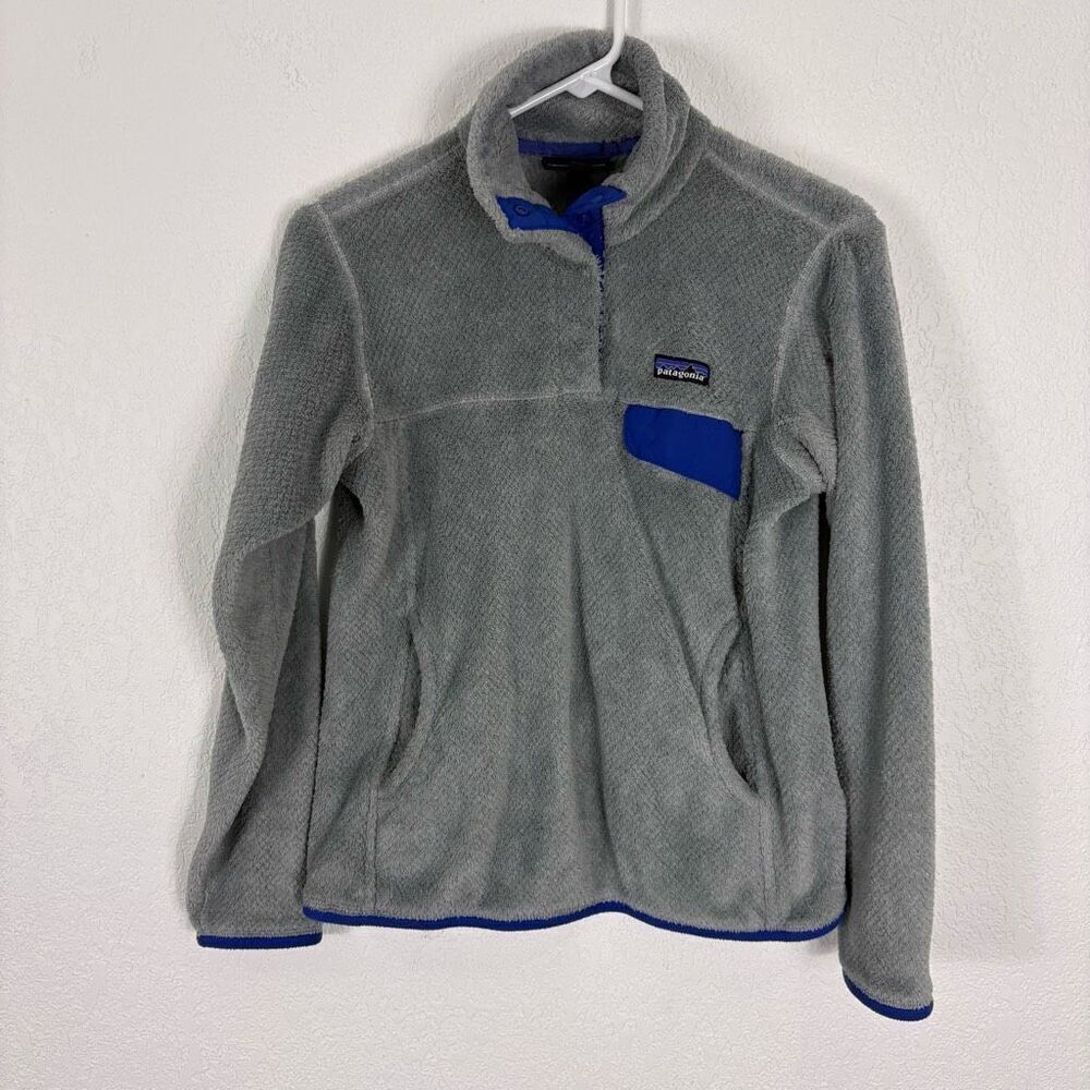 Patagonia Grey Quarter Snap Button Fleece Pullover Jacket with Purple Women's S